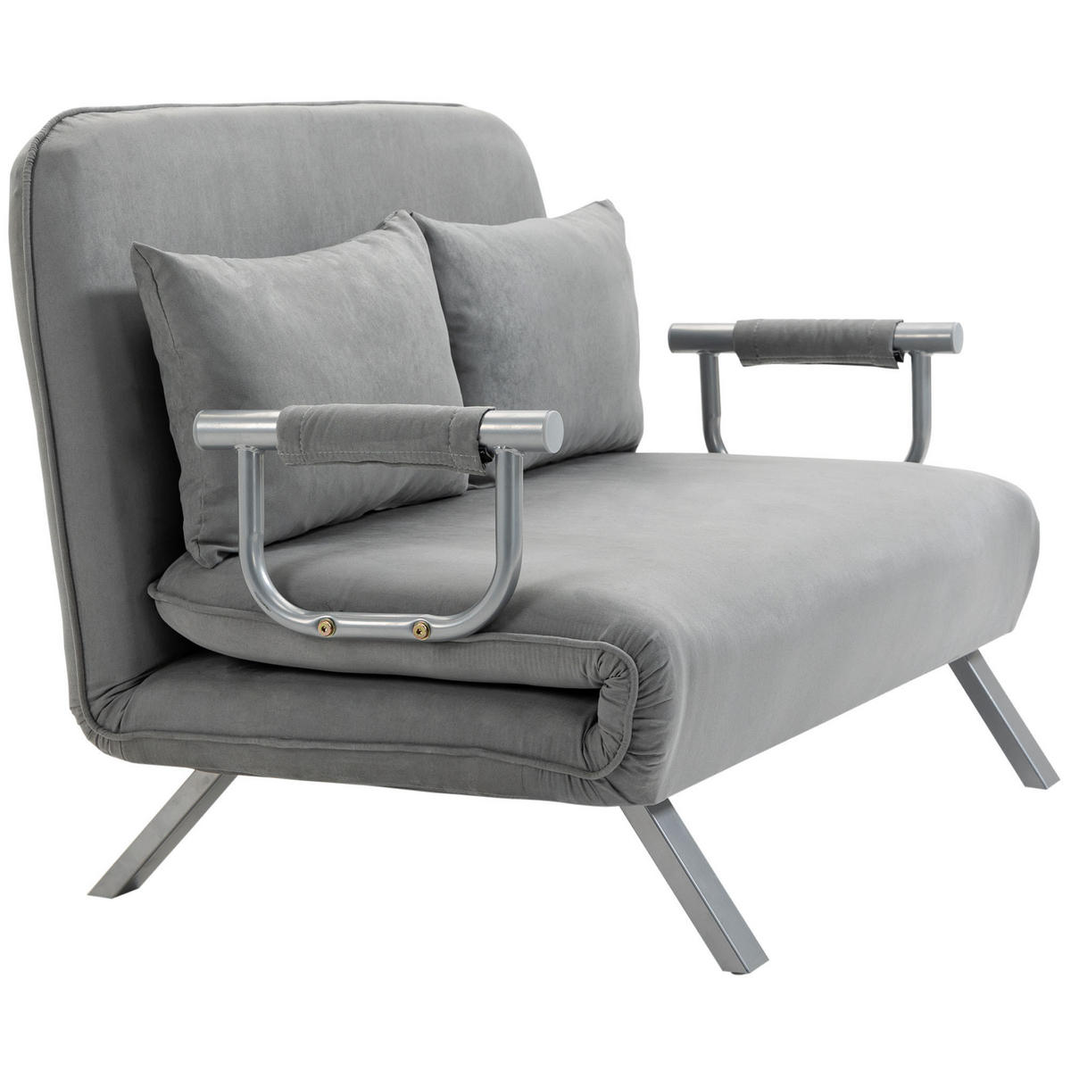 SCHLAFSOFA DE-08265 Doppelsofa, Gästebett, inkl. 2 Kissen Grau - Hellgrau, Metall (111/78/80cm) - ComfortXL