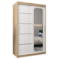 SCHWEBETÜRENSCHRANK 200/120/62 2-türig - Silberfarben/Weiß, Holz/Kunststoff (120/200/62cm) - Abiks Möbel