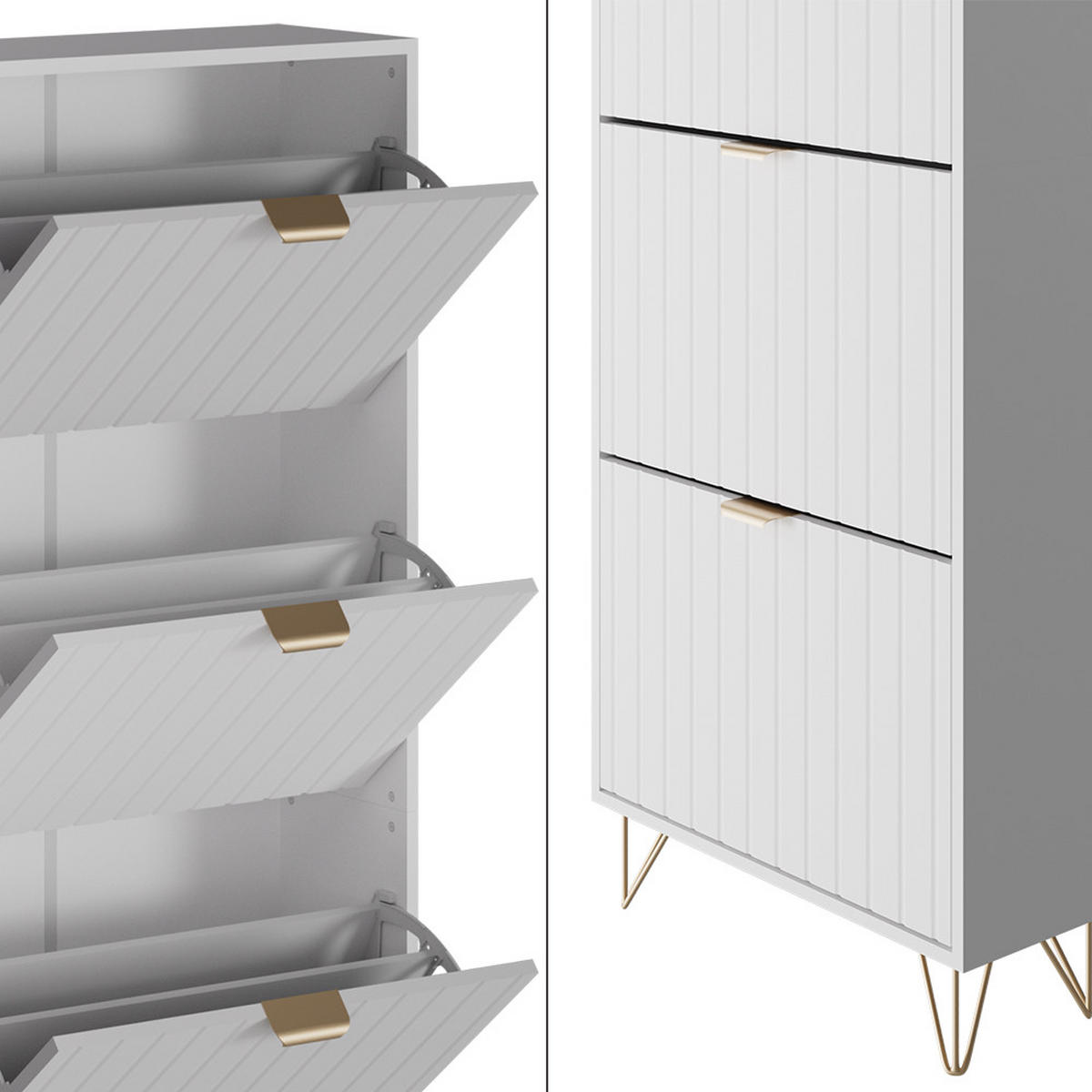 SCHUHSCHRANK Helge Weiß 60 x 166.7 cm 4 Fächer - Weiß, Holzwerkstoff (60/166.7/23.5cm) - Vicco