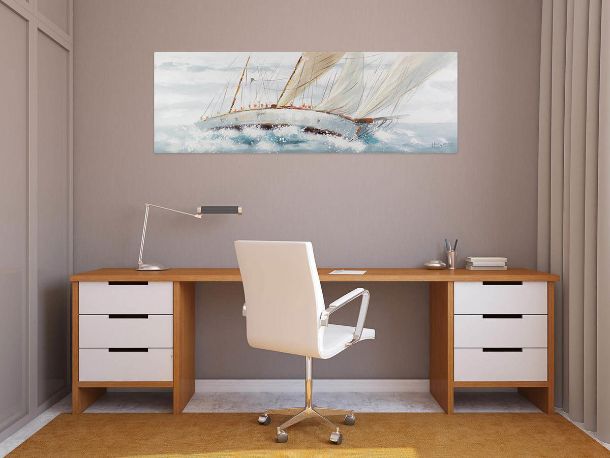 ÖLGEMÄLDE 150/50 cm - Weiß, Holz/Textil (2/50cm) - KUNSTLOFT