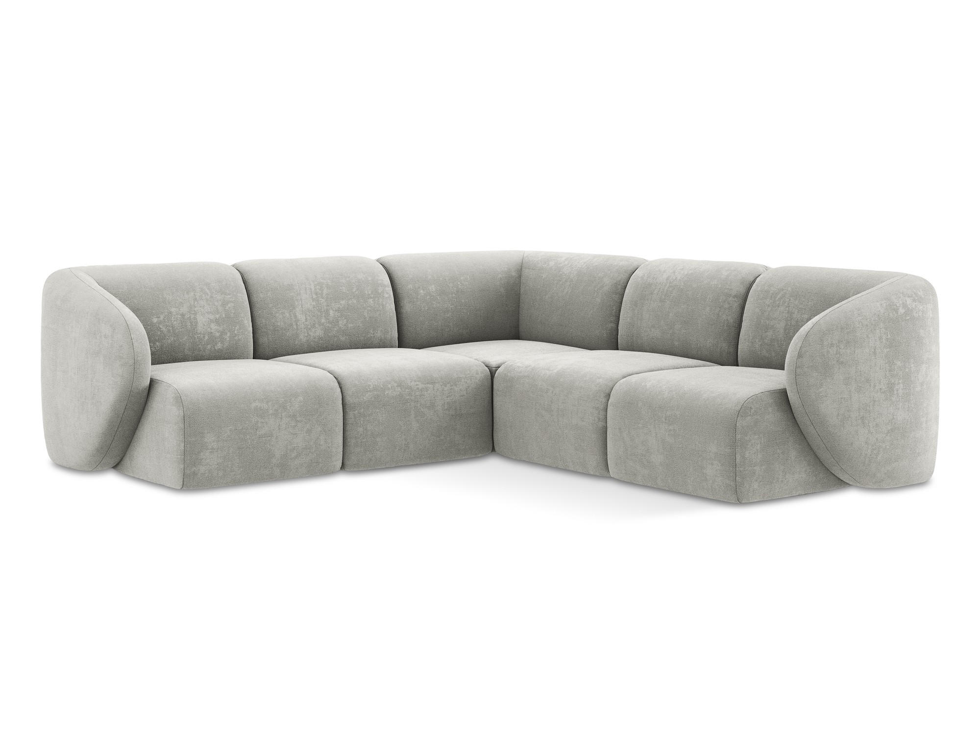ECKSOFA Chenille Stoff Grau - Hellgrau/Schwarz, Holzwerkstoff/Kunststoff (251/251cm) - Makamii