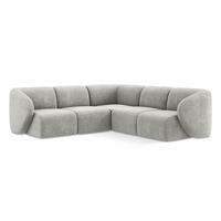 ECKSOFA Chenille Stoff Grau - Hellgrau/Schwarz, Holzwerkstoff/Kunststoff (251/251cm) - Makamii