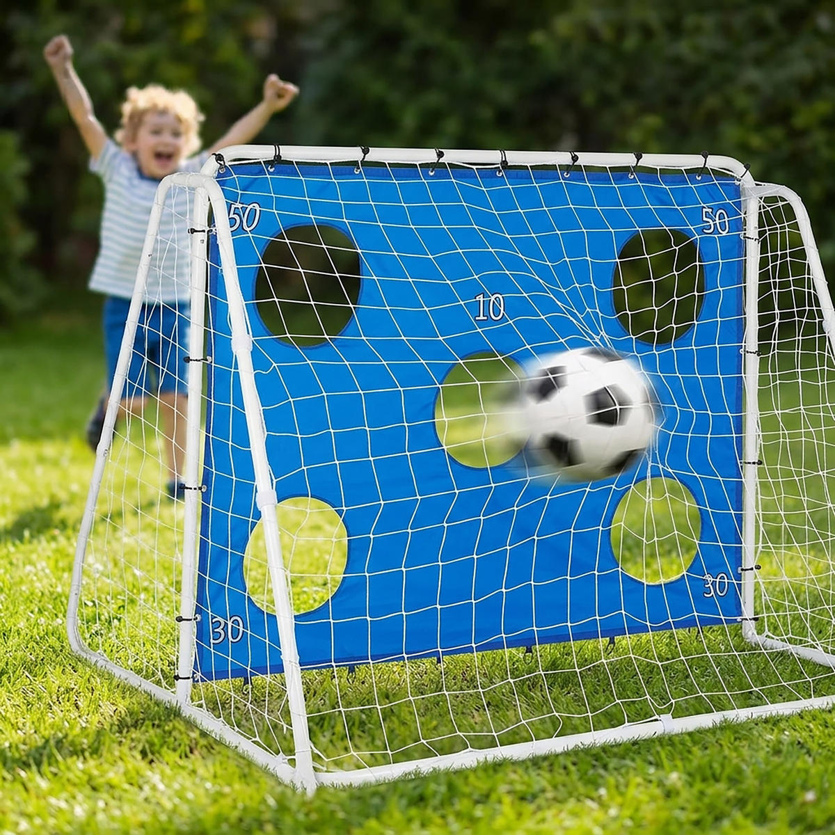 FUSSBALLTOR - Multicolor, Textil/Metall (235/85cm) - Relaxdays