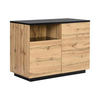 KÜCHENINSEL mit 2 Türen & 1 Ablagefach aus MDF - Holzfarben & Schwarz - CORELINA - Schwarz, Holz (120/90/60cm) - Vente-Unique