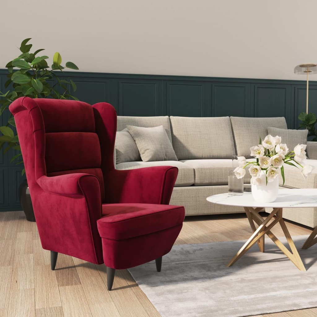 SESSEL Weinrot Samt - Rot, Textil (74/100/84cm) - furnicato