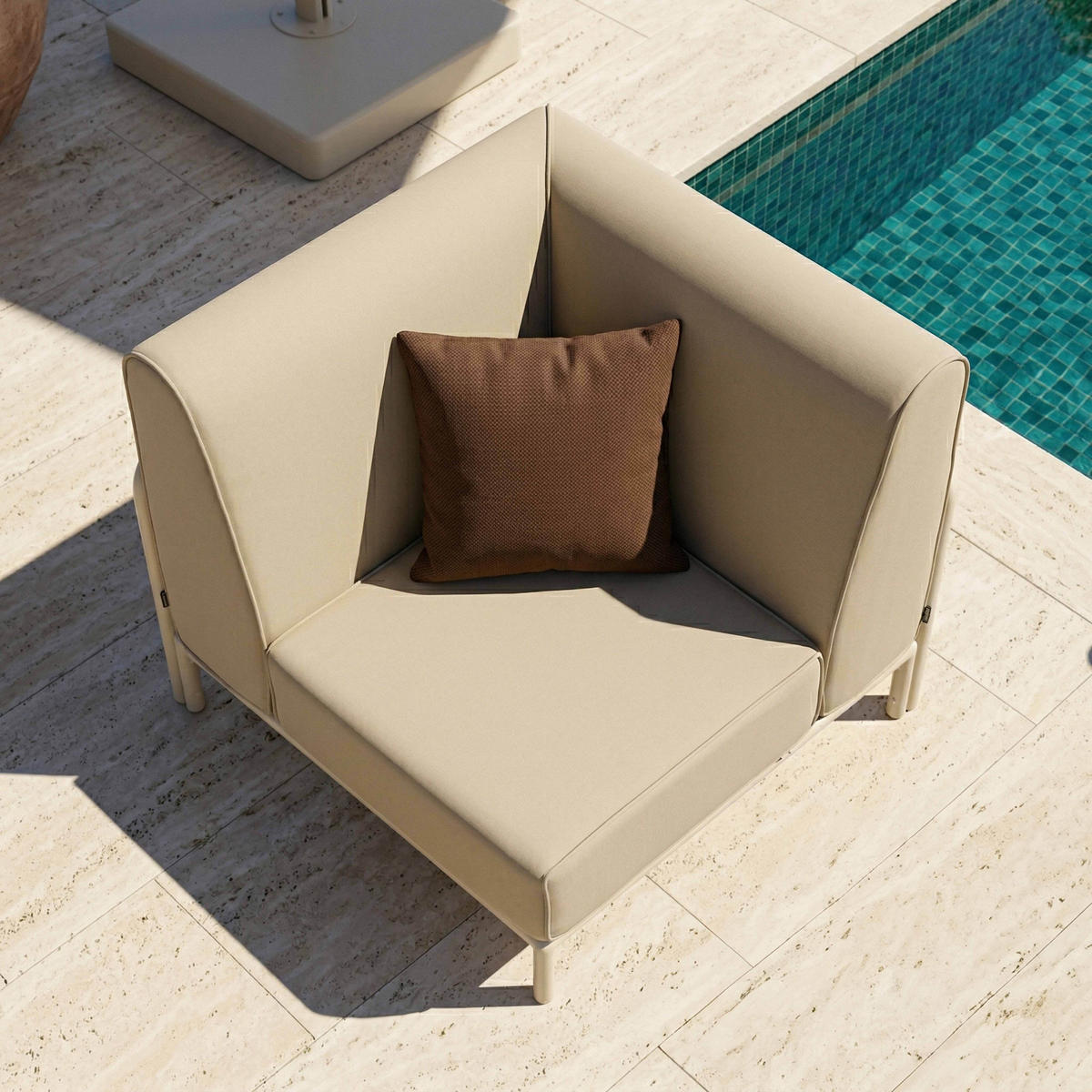 ECKSESSEL, Beige - Beige, Textil (80/78/80cm) - Oviala