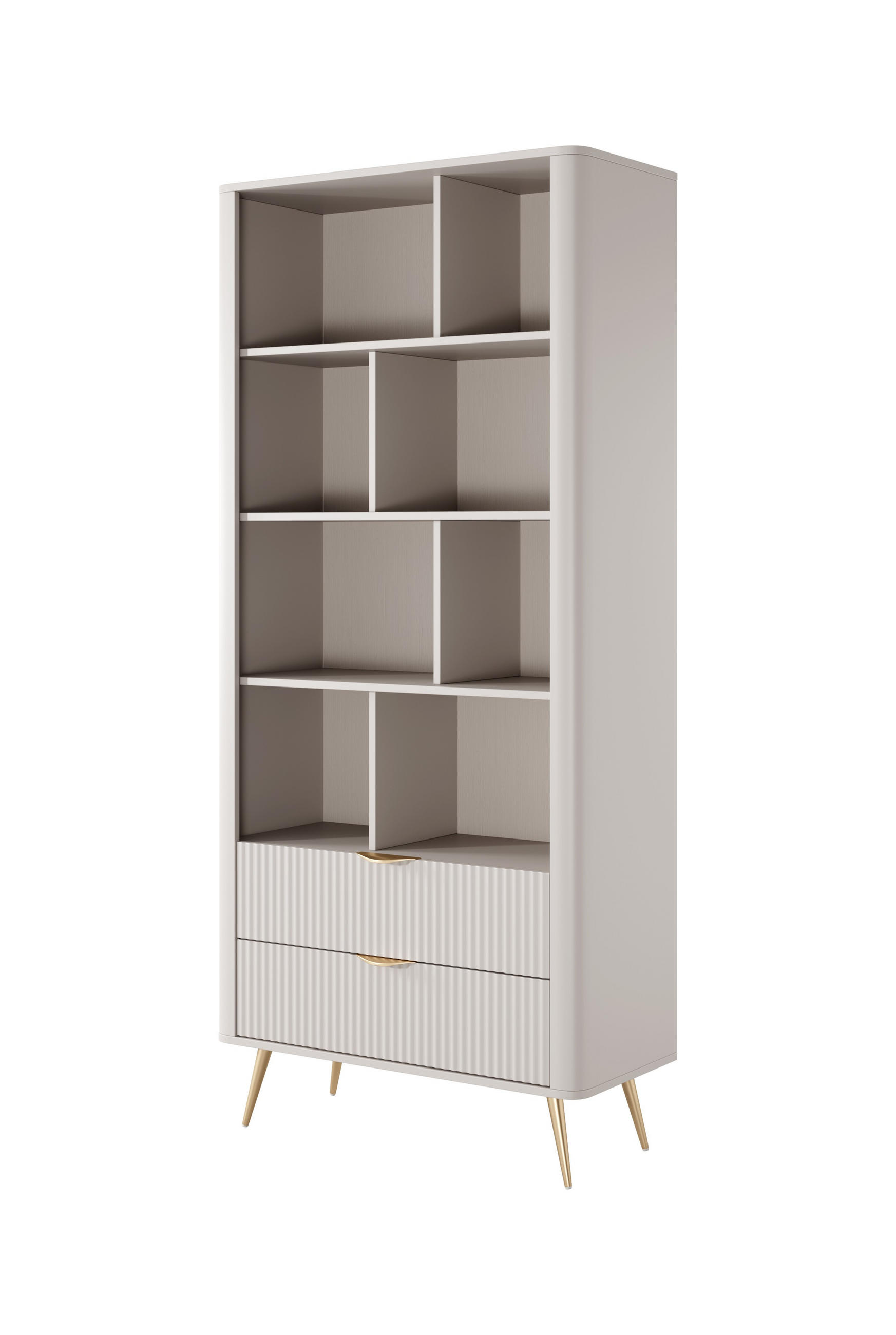 REGAL Lante Beige, Bücherregal mit 2 Schubladen - Beige, Holzwerkstoff (88/194/38cm) - Bettso