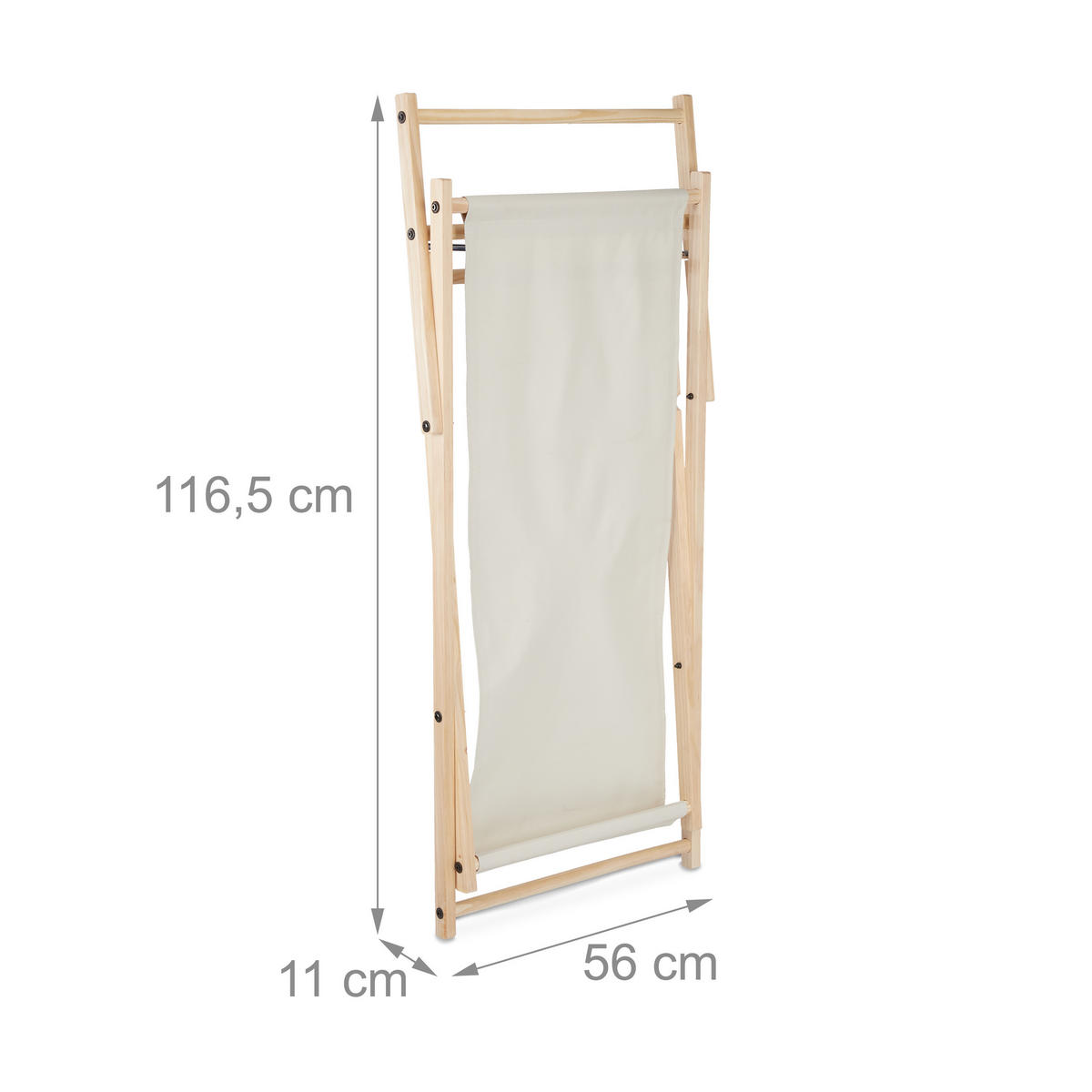 LIEGESTUHL - Creme, Holz/Textil (56/82/93.5cm) - Relaxdays