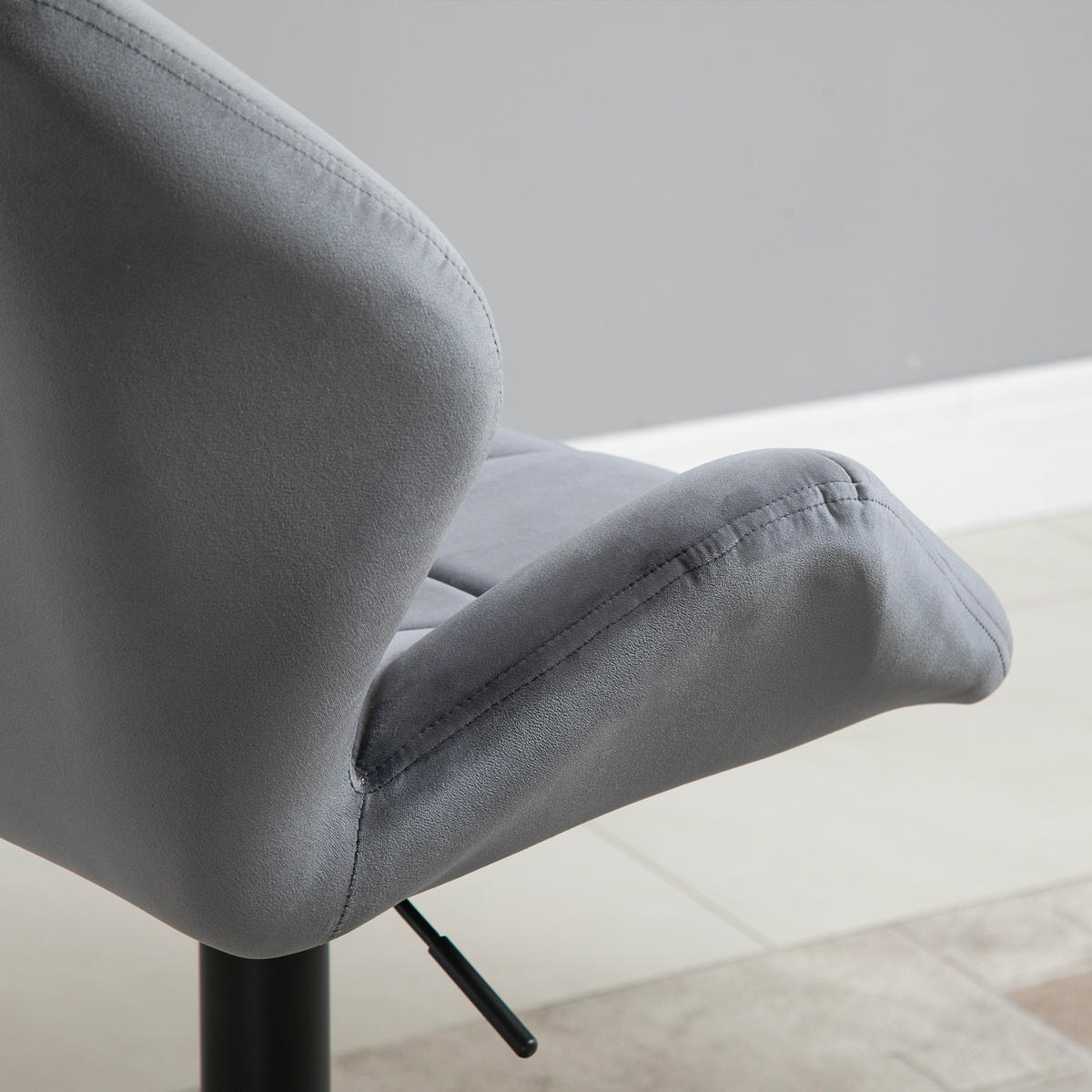 BARHOCKER 2er Set, Gepolstert mit Metallgestell, Samtoptik Grau - Schwarz/Grau, Textil/Metall (57/117/58cm) - HOMCOM