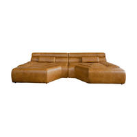 BIG SOFA MIT KISSEN TARA Braun Leder - Braun, Leder (286/76/143cm) - KAWOLA