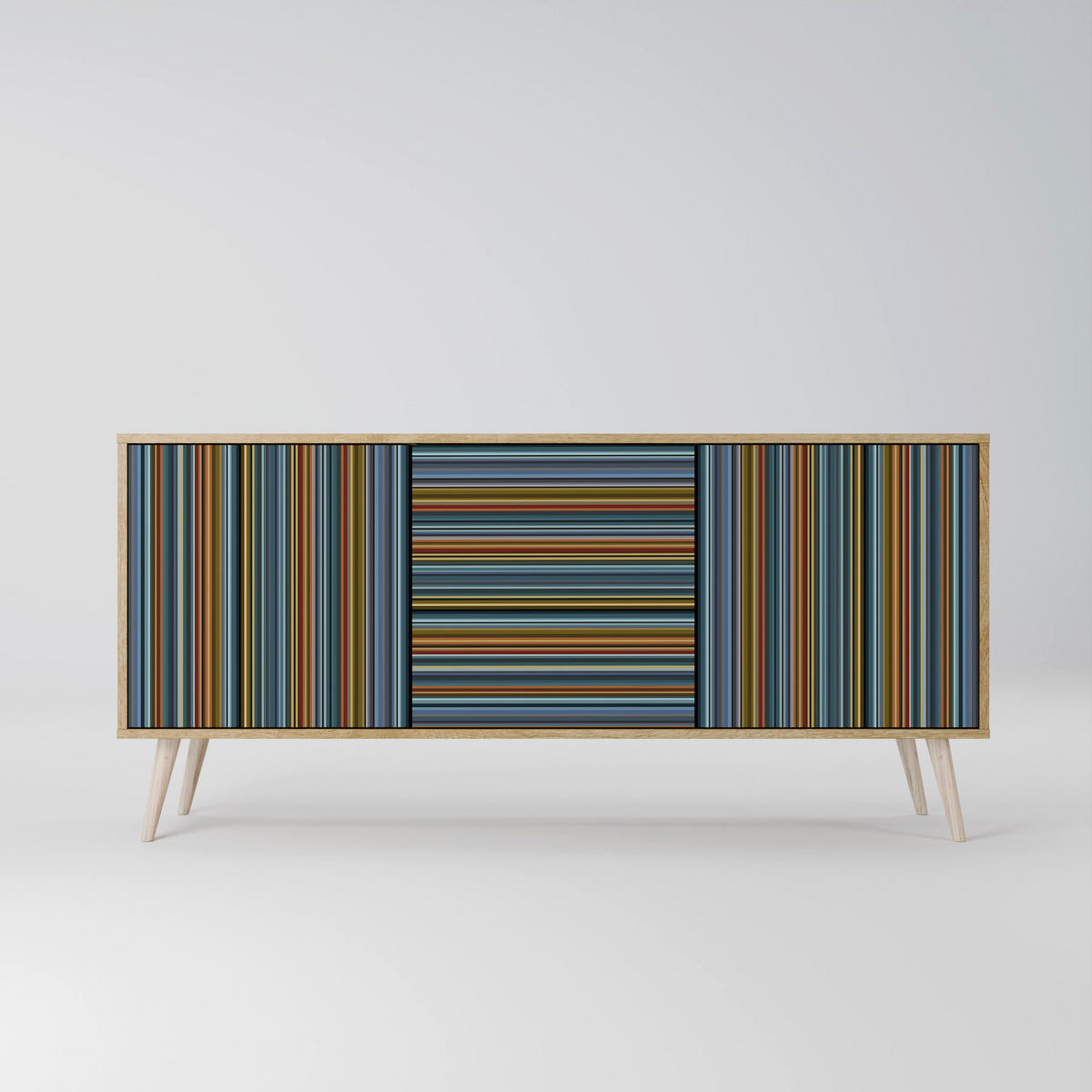 SIDEBOARD LINEOUT SPECTRUM, Eicheneffekt, 164,5x42x77,5 cm, 3 Türen - Eichefarben/Buchefarben, Holzwerkstoff/Buchenholz (164.5/77.5/42cm) - SpaceRebels