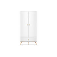 KLEIDERSCHRANK ISORIA mit Goldelementen, Glas Weiß - Goldfarben/Weiß, Holz/Metall (92/190/53cm) - KONSIMO®