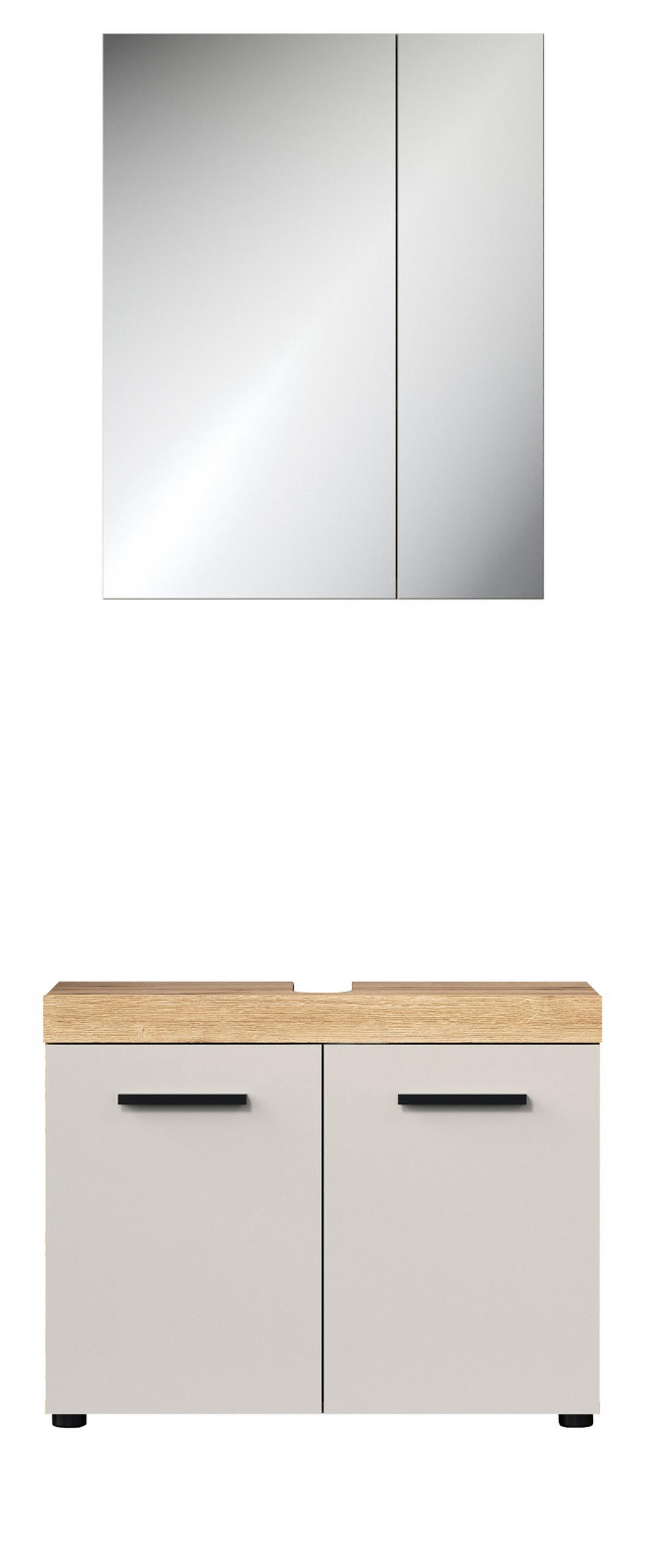BADMÖBEL-SET Kaschmir, Evoke Eiche 2-teilig 72 x 184 cm, Badkombination in modernem Design - Kaschmir/Eichefarben, Glas/Holzwerkstoff (72/184/34cm) - Top.Furn