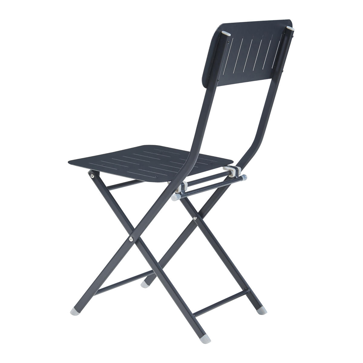 GARTENKLAPPSTUHL-SET 2 TLG. Sande - Schwarz, Metall (42/84.5/50cm) - [en.casa]