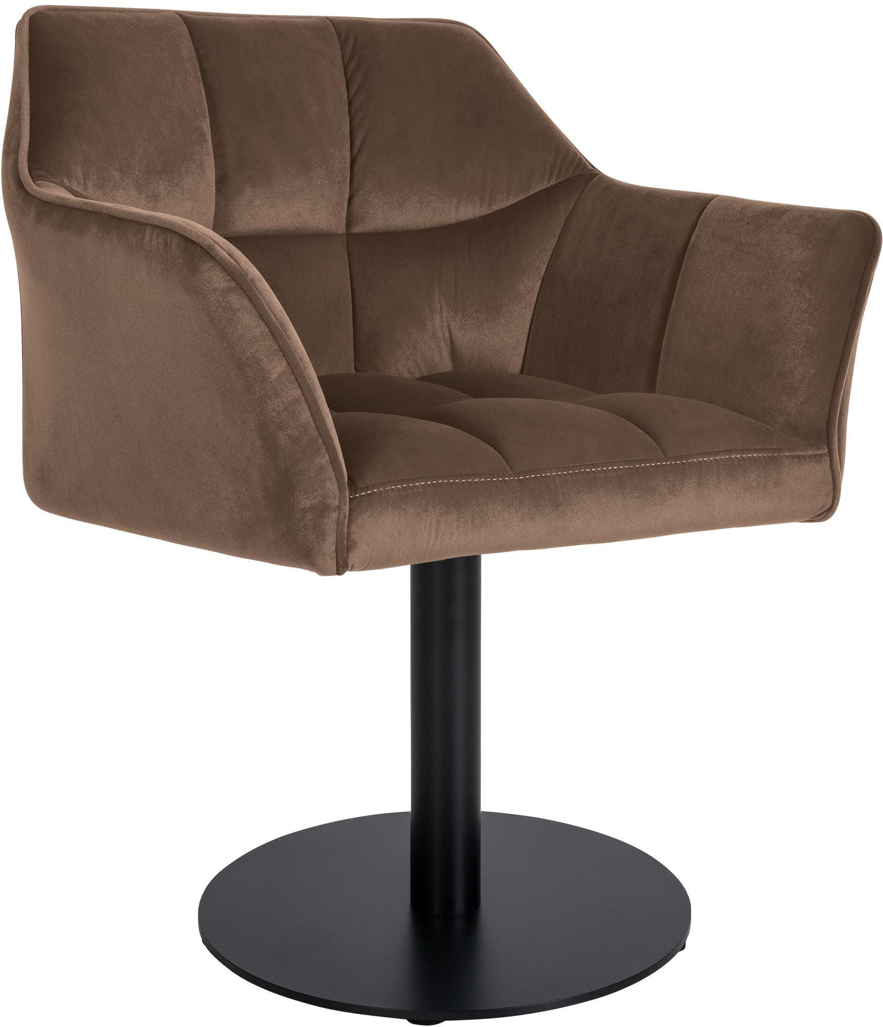 SESSEL Samt Braun - Schwarz/Braun, Textil/Metall (64/75/48cm) - CLP
