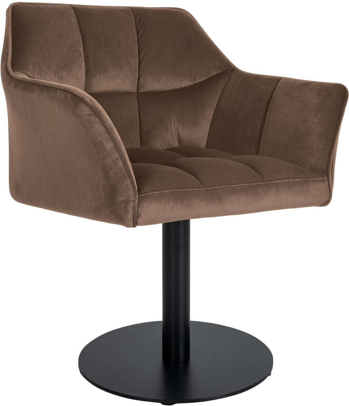 SESSEL Samt Braun - Schwarz/Braun, Textil/Metall (64/75/48cm) - CLP