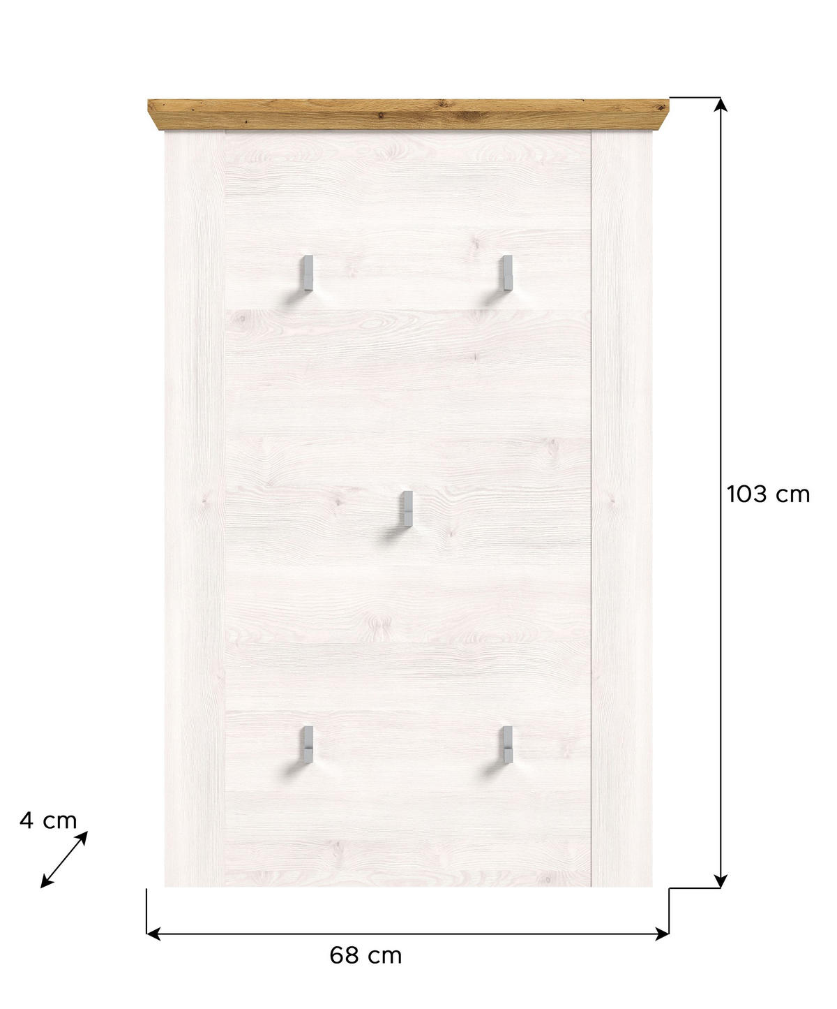 GARDEROBENPANEEL Verona Garderobe in Sibiu Lärche Nb. und Artisan Eiche Nb. B/H/T: 68x103x4 cm - Lärchefarben, Holzwerkstoff (68/103/4cm) - Homes & Jones