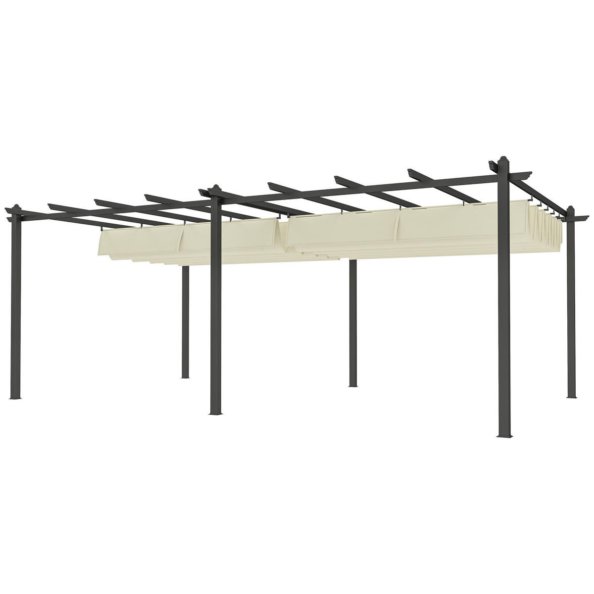 PERGOLA DE-12645 350/600 cm ausziehbar mit Alurahmen Beige - Beige, Metall (358/223/597cm) - ComfortXL