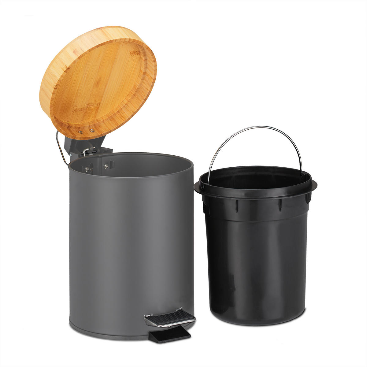 KOSMETIKEIMER - Grau, Holz/Kunststoff (17/24.5/23cm) - Relaxdays