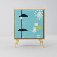SIDEBOARD PATHS TO HAPPINESS, Eichefarben, 57,5x42x75,5 cm, Goldfarbene Metallfüße - Eichefarben/Goldfarben, Holzwerkstoff/Metall (57.5/75.5/42cm) - SpaceRebels