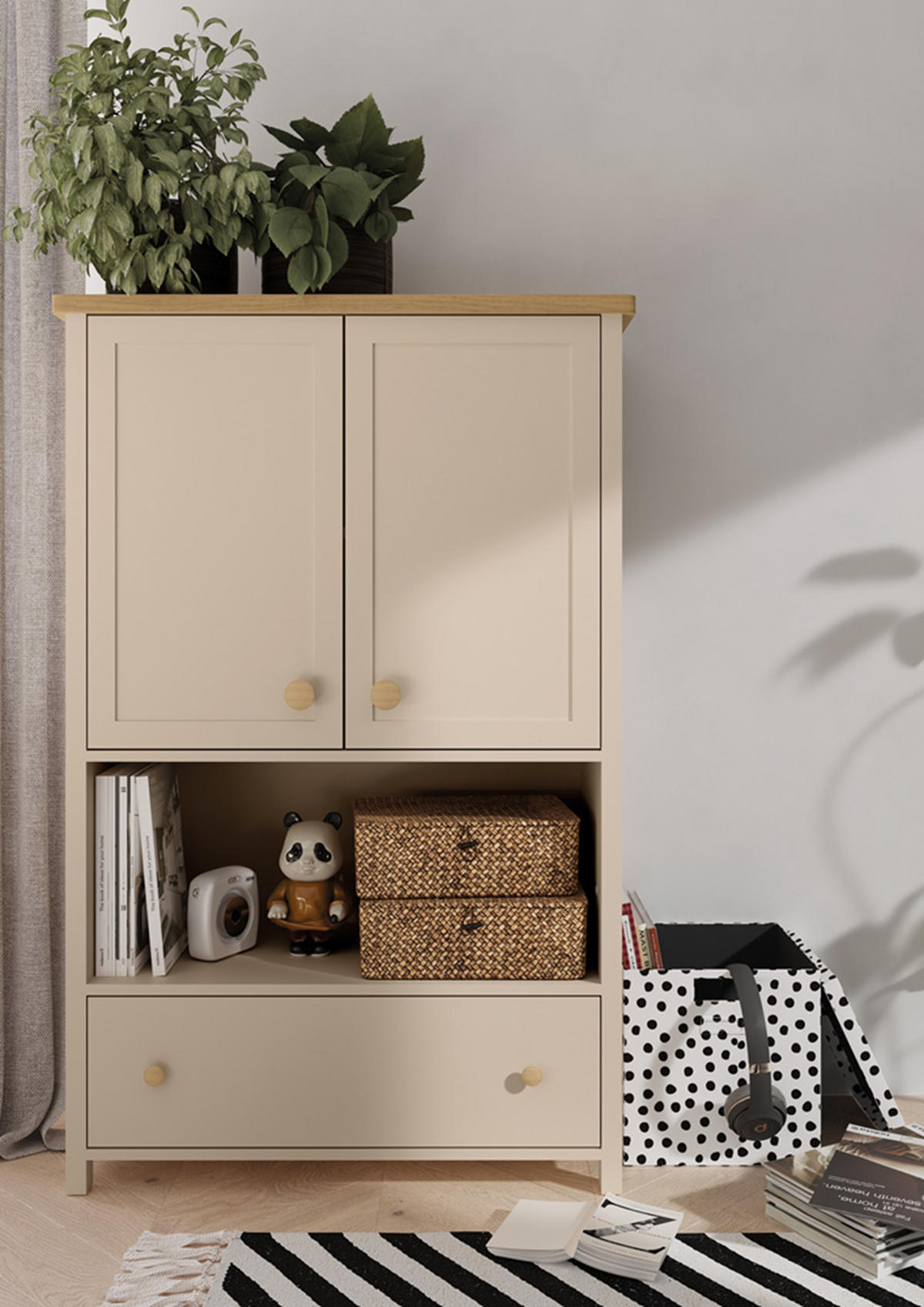 KINDERKOMMODE STORY 11 - Eichefarben/Beige, Holzwerkstoff (85/131/42cm) - Meblini
