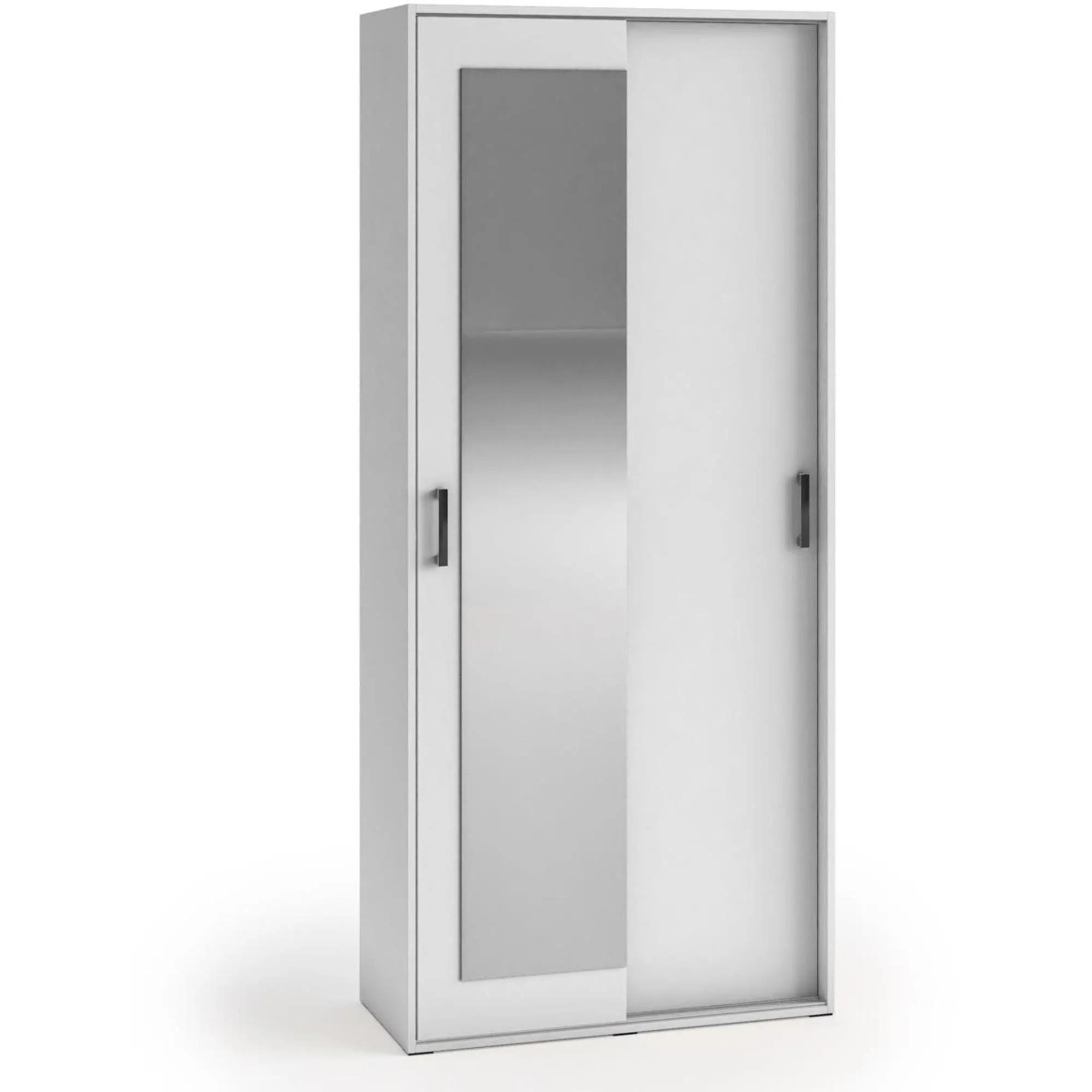 Beautysofa Schwebetürenschrank Weiß 90x205x40 cm