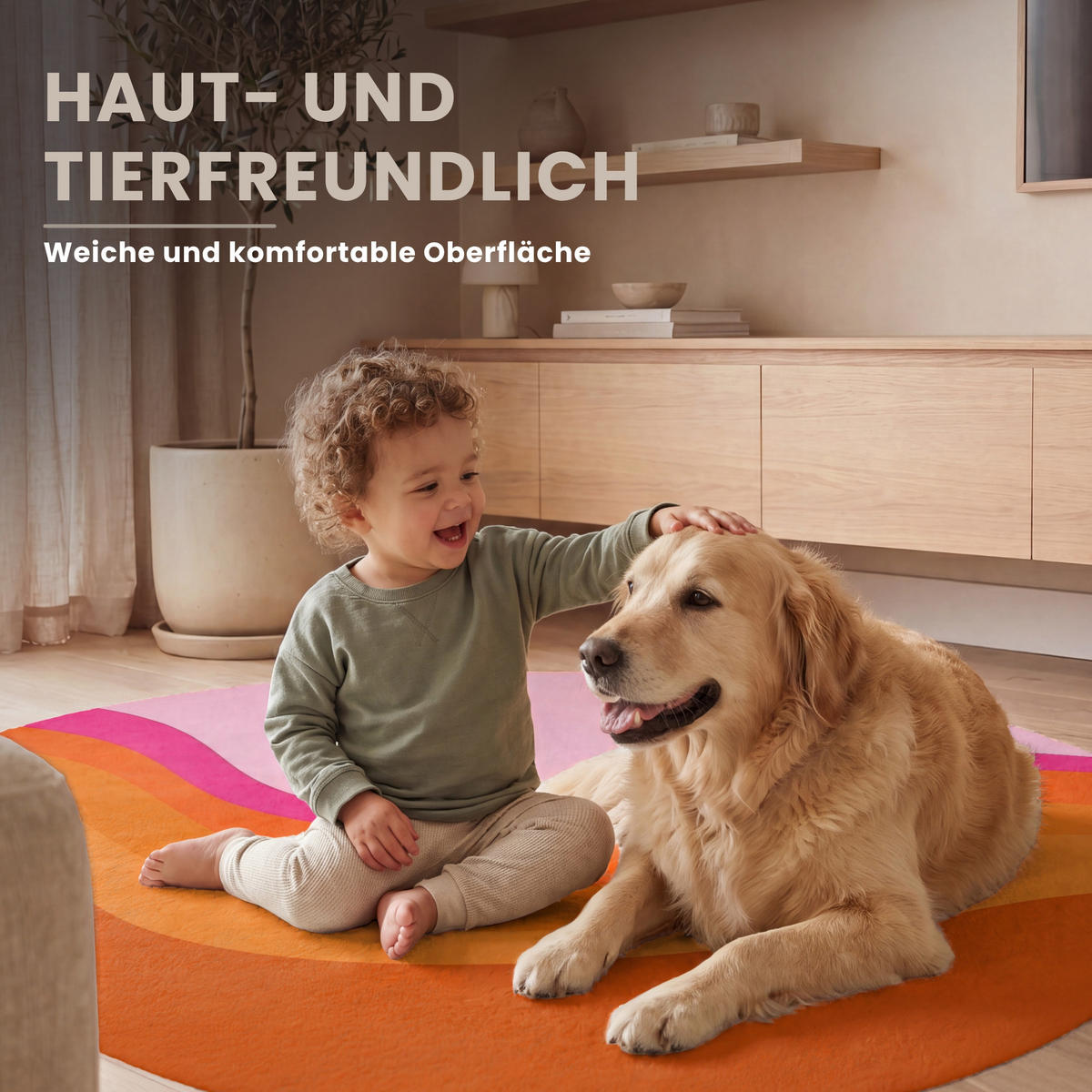TEPPICH - Retro - Wellen - Farbenfroh - 120x120 cm - Multicolor, Kunststoff/Textil (120/0.4cm) - OnlyWow