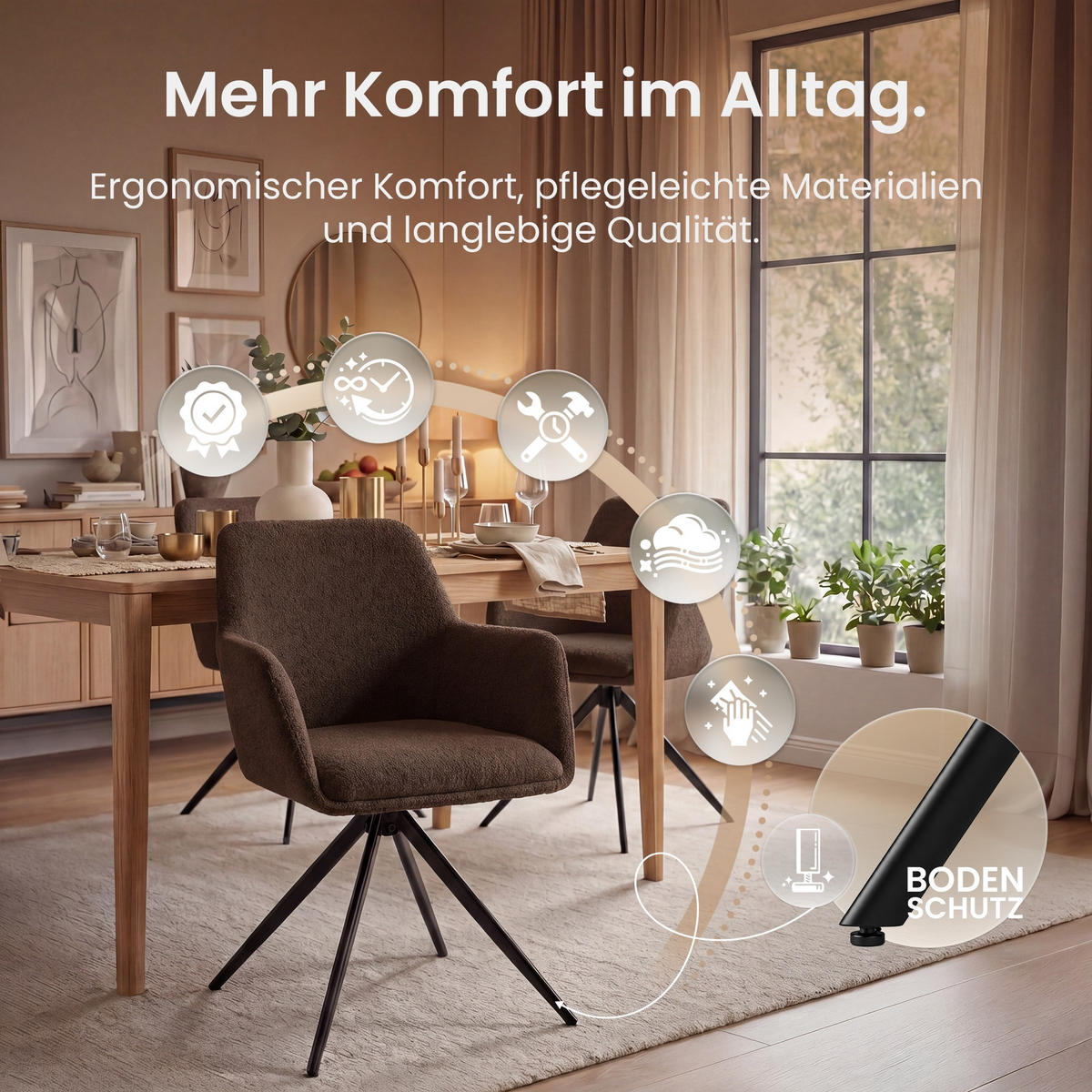 ESSZIMMERSTUHL Stoff Braun - Schwarz/Braun, Textil/Metall (56/82/58cm) - CLP
