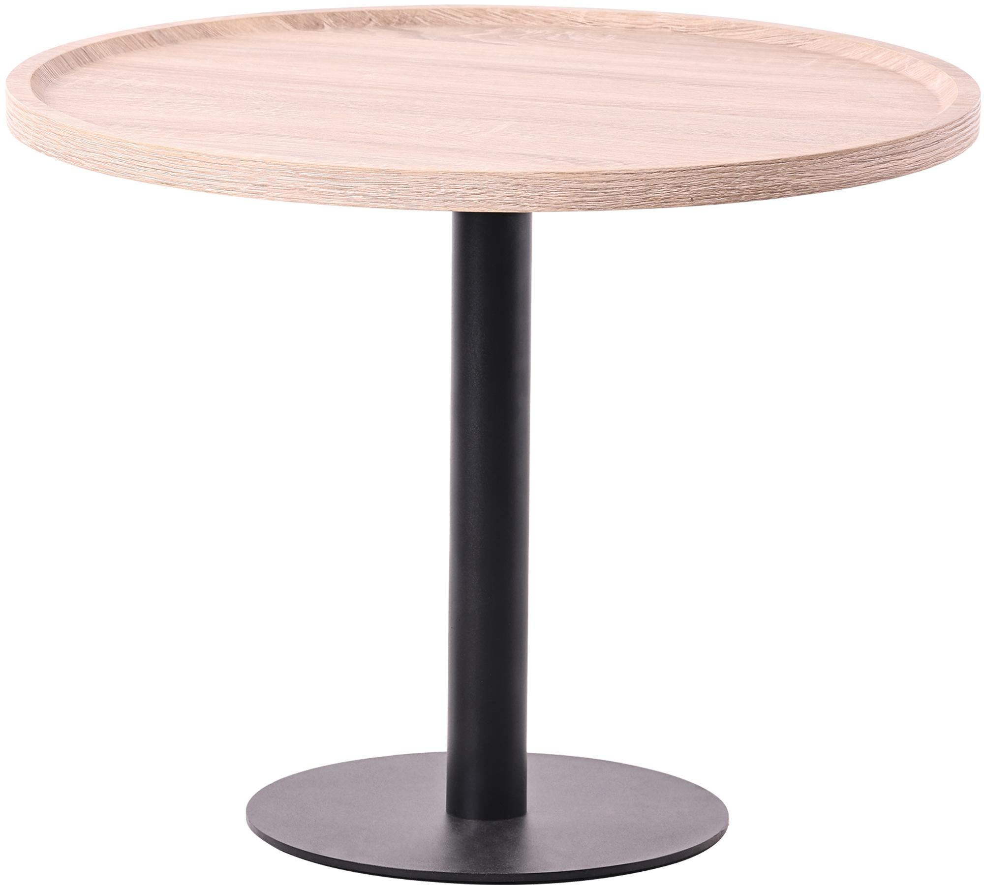 BEISTELLTISCH rund 60 cm Holz Eiche - Eichefarben/Schwarz, Holz/Metall (60/60/46cm) - CLP