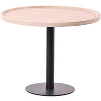 BEISTELLTISCH rund 60 cm Holz Eiche - Eichefarben/Schwarz, Holz/Metall (60/60/46cm) - CLP