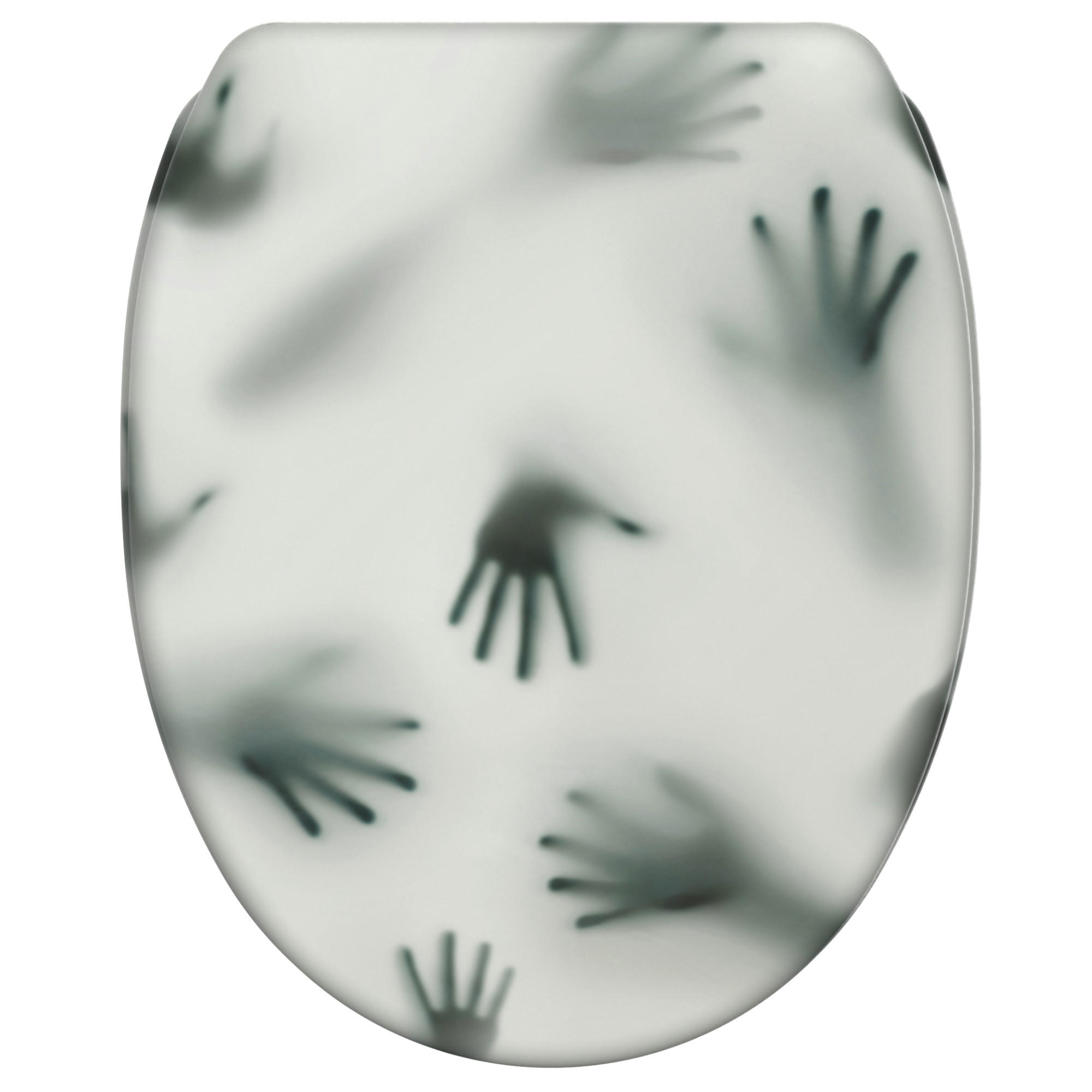 WC-SITZ mit Absenkautomatik & Top Fix Shadow Hands - Grau, Holzwerkstoff (37.7/5.5/48cm) - Sanilo