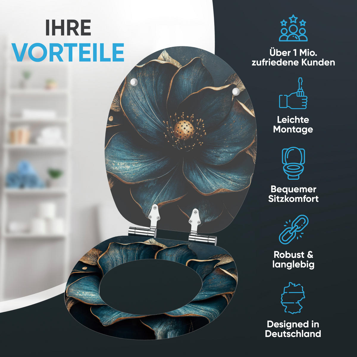 WC Sitz mit Absenkautomatik Bellezza - Blau, Holzwerkstoff (38/6/47cm) - Sanilo