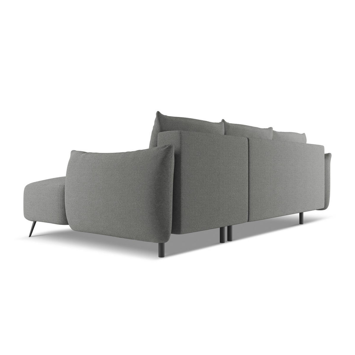 ECKSOFA mit Schlaffunktion Chenille Stoff Grau - Schieferfarben/Schwarz, Textil/Metall (242/162cm) - LaMiaSofa