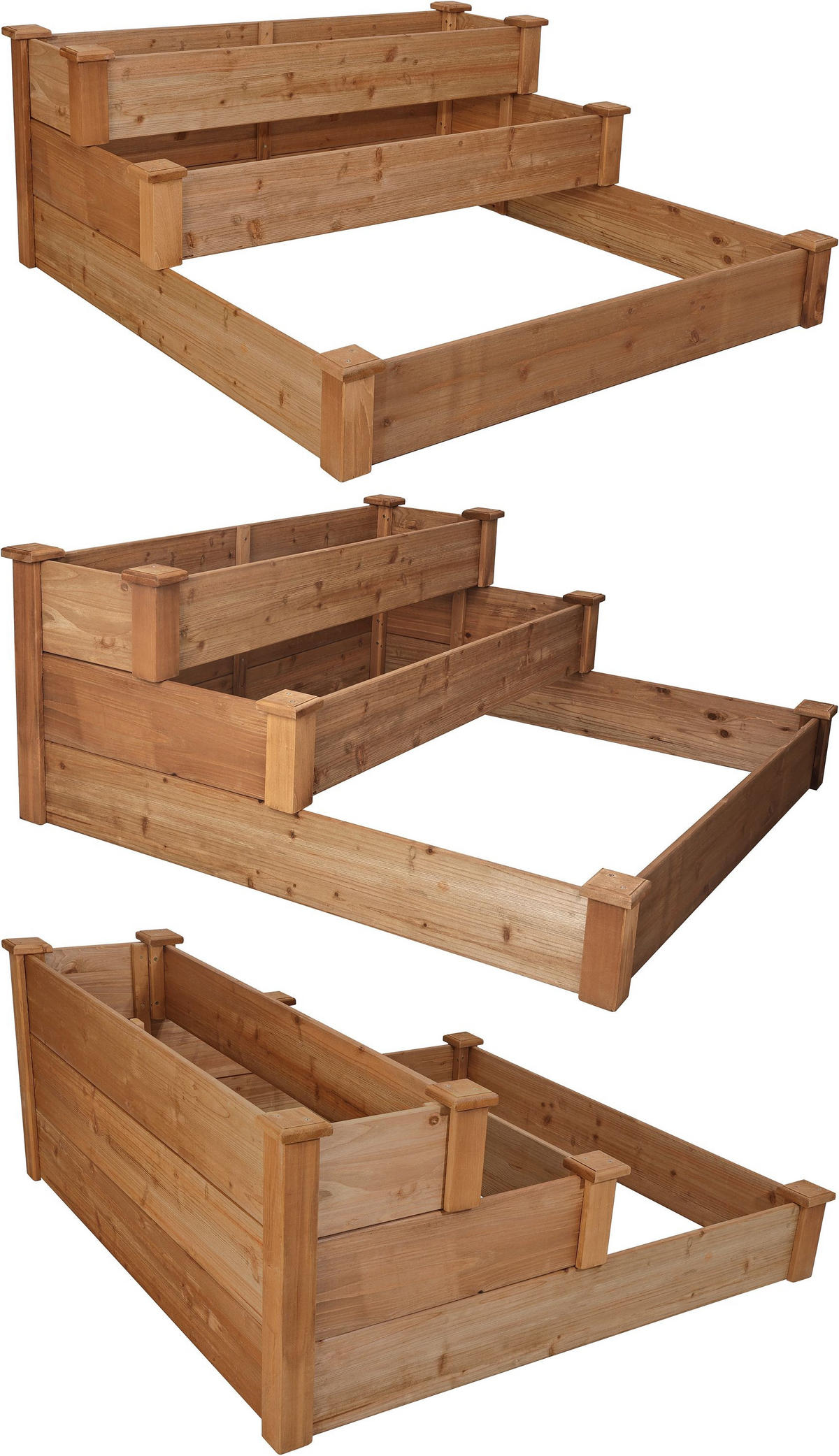 HOCHBEET Steppy1 - Braun, Holz (123.5/80/123.5cm) - needs&wants