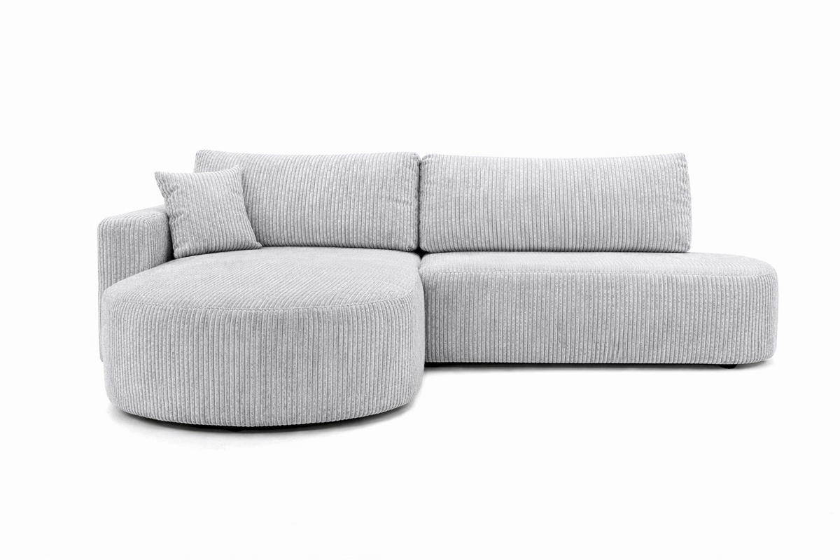 ECKSOFA Mit Schlaffunktion Und Bettkasten, Cordstoff Poso, Hellgrau, Links, ROUND ONE OPEN XL - Hellgrau, Holz (262/175cm) - Kaiser Möbel