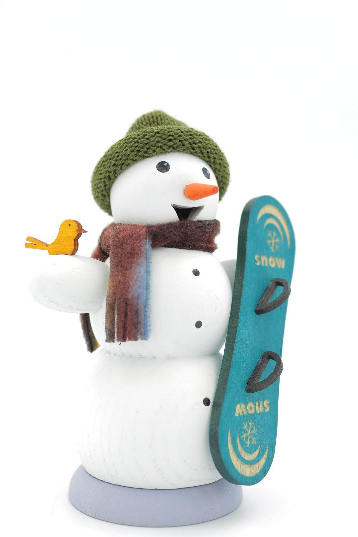 RAUCHFIGUR Schneemann mit Snowboard 13 cm - Multicolor, Holz (6/13/10cm)