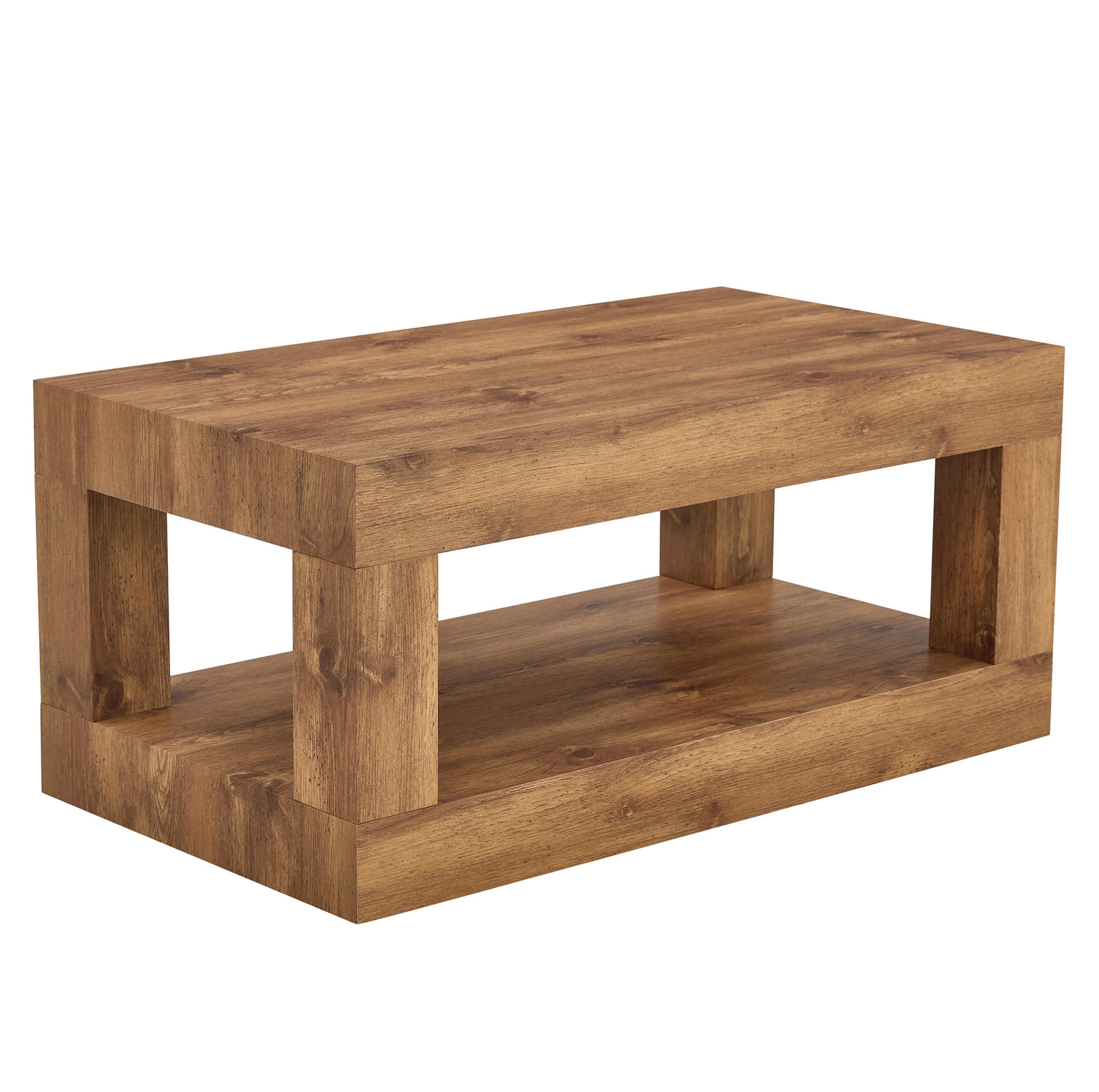 KLUB stolić boja drveta od MDF-a s dvoslojnom policom za odlaganje - prirodne boje, drvni materijal (93/53/46cm) - OKWISH