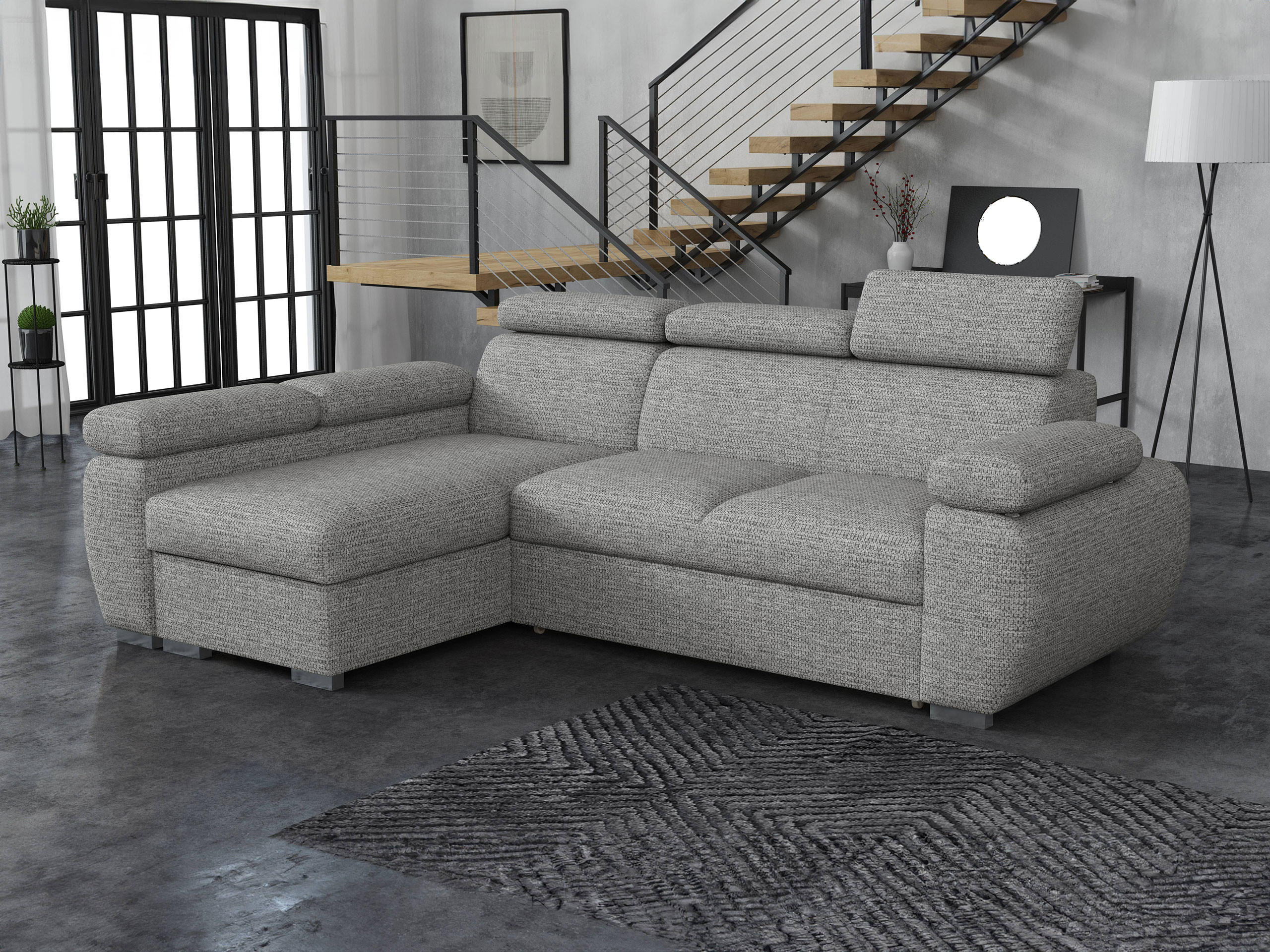 ECKSOFA Boston Mini, Seite: Links - LC+2R - Chromfarben/Graphitfarben, Holz/Textil (255/170cm) - MIRJAN24