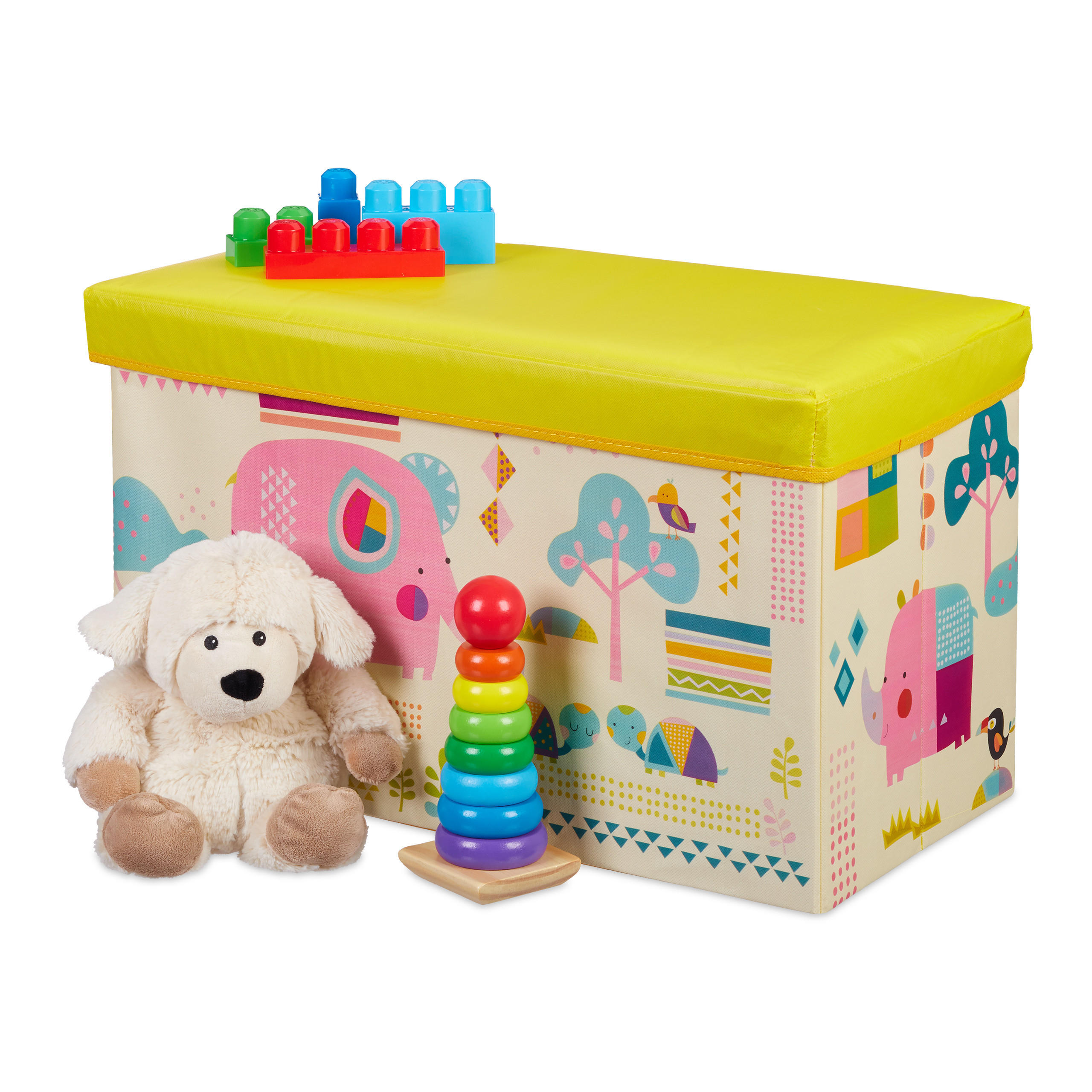 SITZBOX - Multicolor, Holzwerkstoff/Textil (60.5/36/30.5cm) - Relaxdays