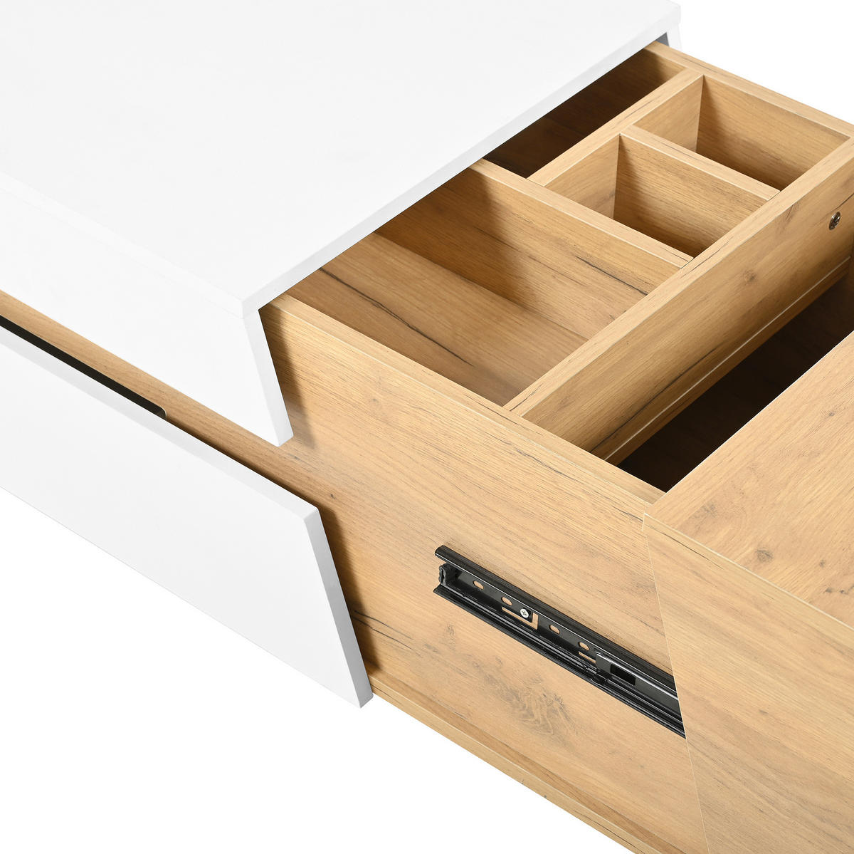 COUCHTISCH 120/50/37,5 cm mit Schiebefunktion und Schubladen in Weiß/Natur - Naturfarben, Holzwerkstoff (120/50/37.5cm) - Flora Grace