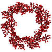 WEIHNACHTSKRANZ Stechpalme 50 cm Rot - Rot, Kunststoff (12cm) - Home Styling Collection