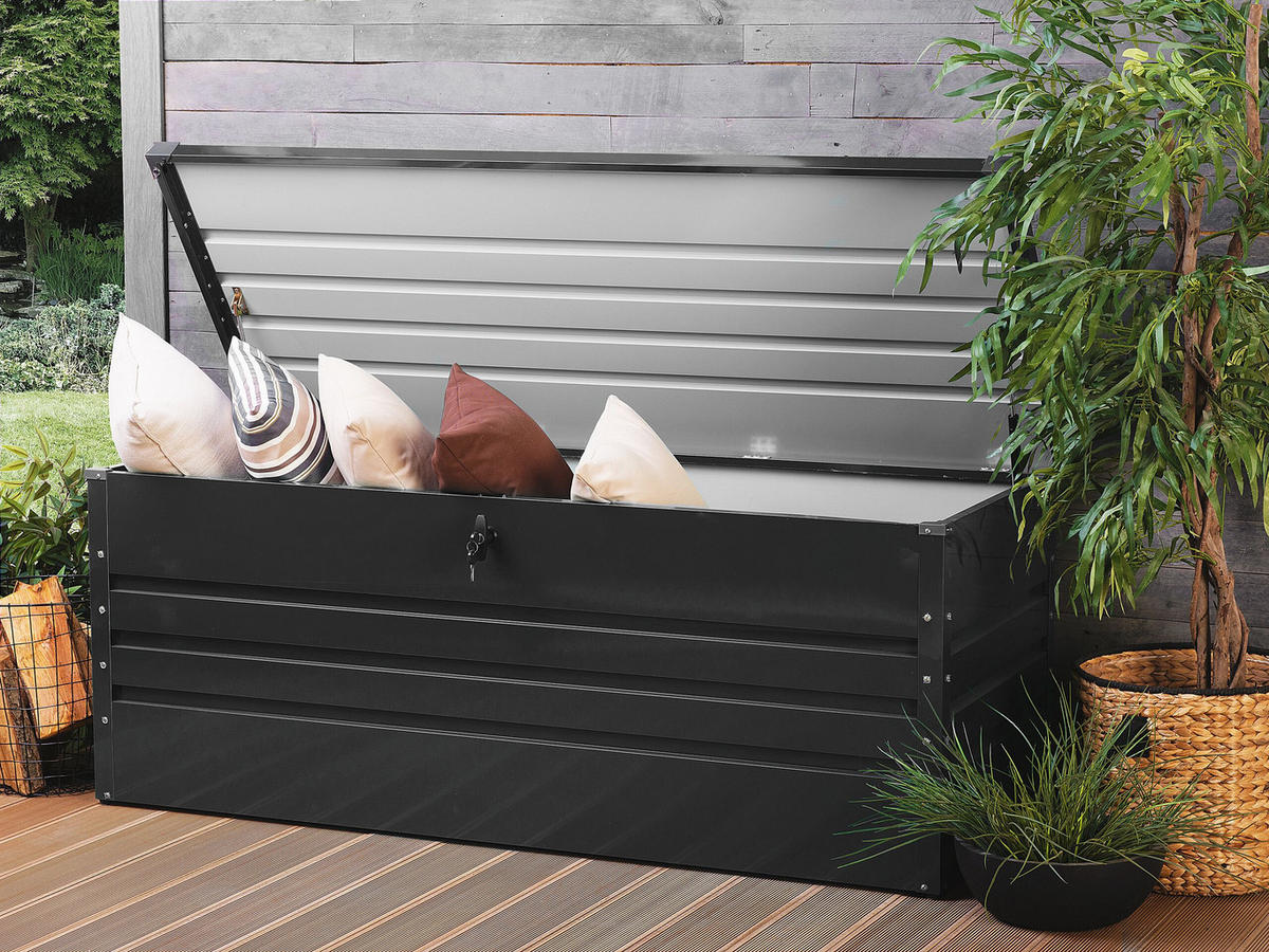 AUFLAGENBOX Stahl graphitgrau 165/70 cm Cebrosa - Graphitfarben, Metall (165/63/70cm) - Beliani