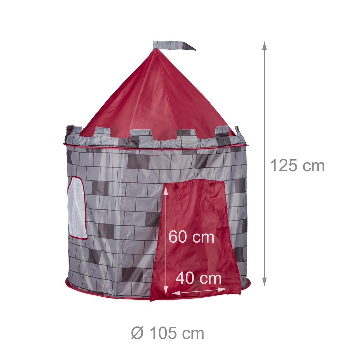 SPIELZELT Ritterburg - Multicolor, Kunststoff/Textil (105/105cm) - Relaxdays
