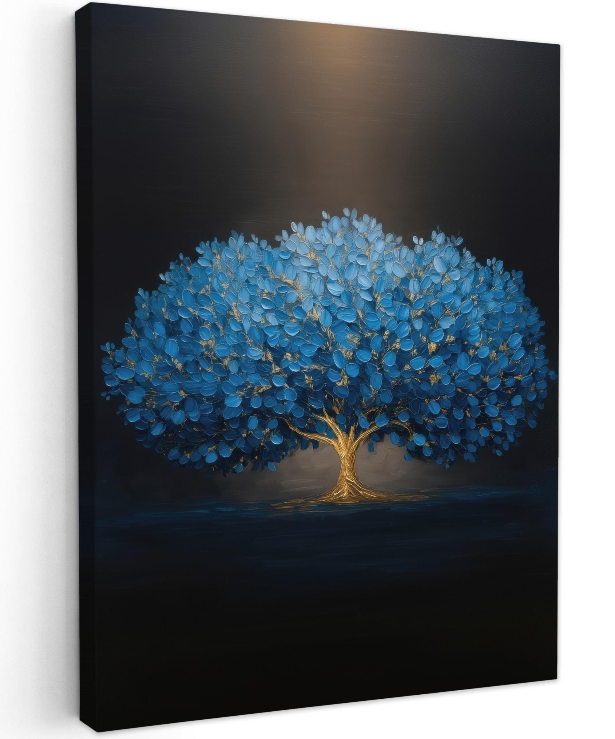 MuchoWow OBRAZ NA PLÁTNĚ Strom - modrá - listy - tahy štětcem 30x40 cm