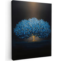 LEINWANDBILD Baum - Blau - Blätter - Pinselstriche Room Decor 30x40 cm - Blau, Textil (30/40cm) - MuchoWow