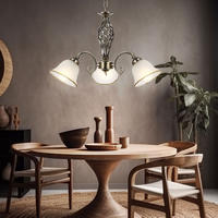 KRONLEUCHTER ODIN Messing satiniert 3-flammig - Messingfarben, Glas (60/60/120cm) - Globo Lighting