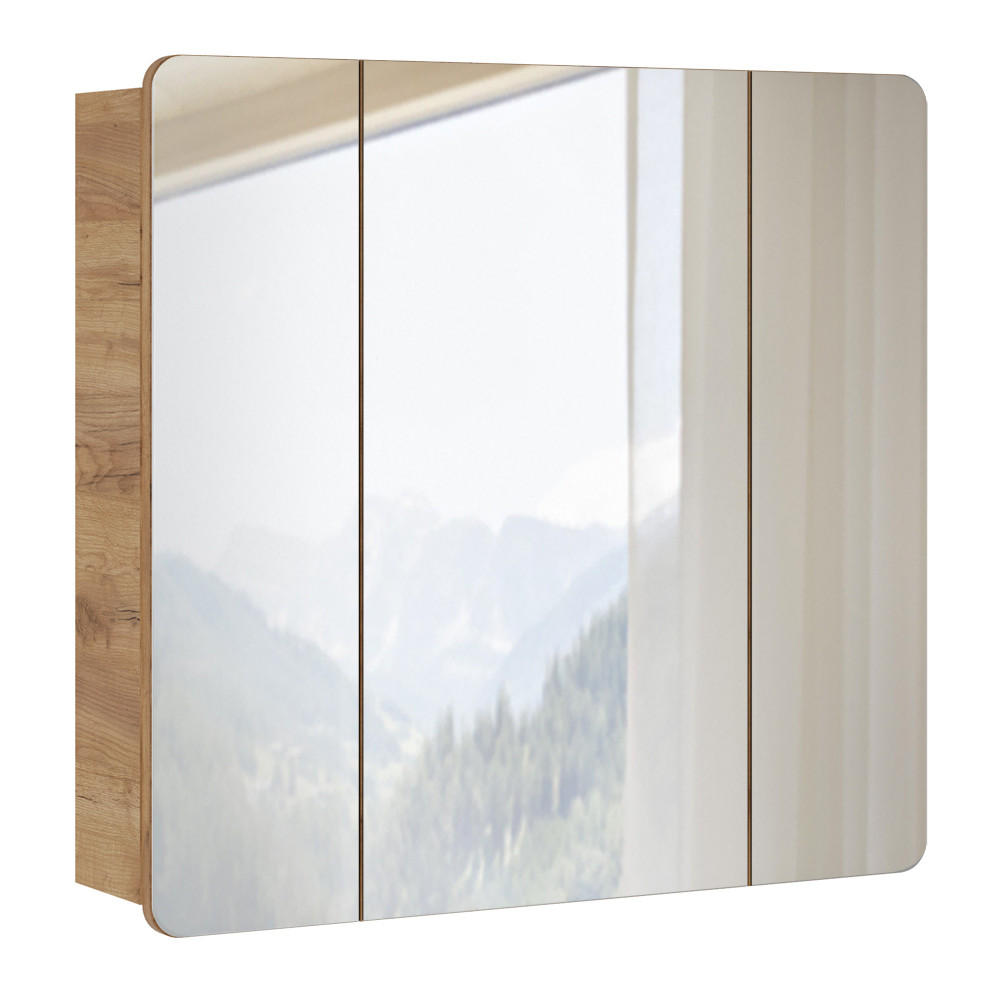 SPIEGELSCHRANK Luton-56 - Braun, Holzwerkstoff (80/75/16cm) - Lomado