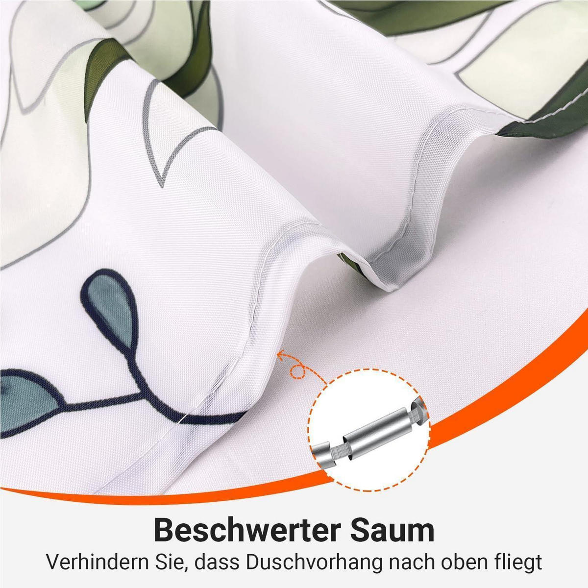 DUSCHVORHANG Grün Blätter 220 x 200 cm - Grün, Textil (220/200cm)