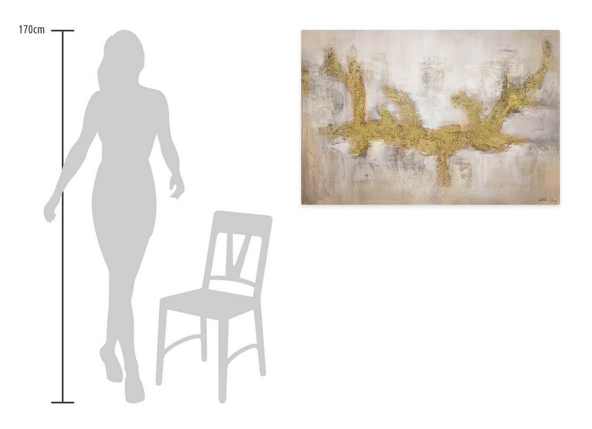 ACRYLBILD HANDGEMALT 120/80 cm - Goldfarben, Holz/Textil (120/80cm) - KUNSTLOFT