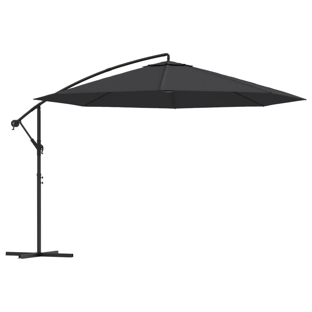 SONNENSCHIRM rund MARC 350 cm Schwarz UV-Schutz - Schwarz, Metall (350/350cm) - DELUKE